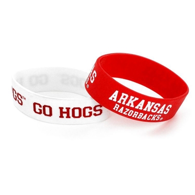 Arkansas Razorbacks Wide Rubber Wristband - 2 Pack