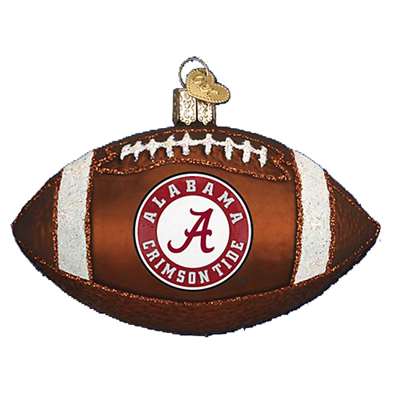 Alabama Crimson Tide Glass Christmas Ornament - Football