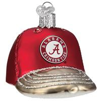 Alabama Crimson Tide Glass Christmas Ornament - Baseball Cap
