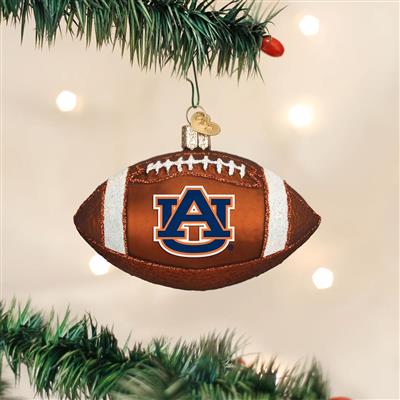 Auburn Tigers Glass Christmas Ornament - Football