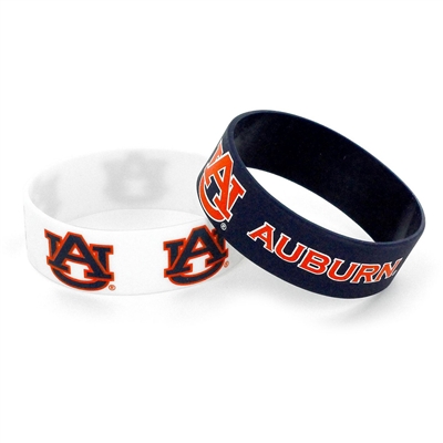 Auburn Tigers Wide Rubber Wristband - 2 Pack