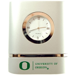 Oregon Brushed Silver Desk Clock
