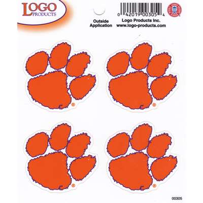 Clemson Tigers Logo Decal Sheet - 4 Decals