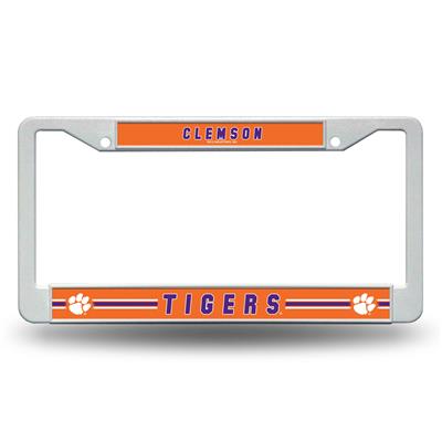 Clemson Tigers White Plastic License Plate Frame