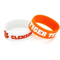 Clemson Tigers Wide Rubber Wristband - 2 Pack