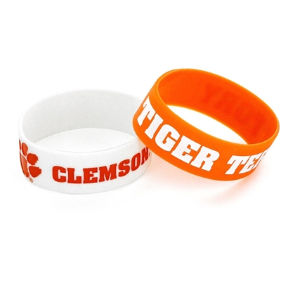 Clemson Tigers Wide Rubber Wristband - 2 Pack