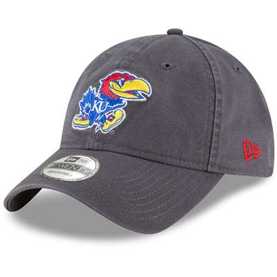 Kansas Jayhawks New Era 9Twenty Core Adjustable Hat - Graphite