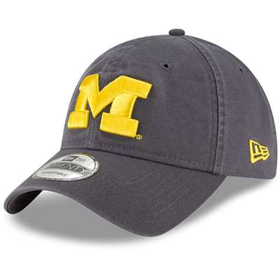 Michigan Wolverines New Era 9Twenty Core Adjustable Hat - Graphite