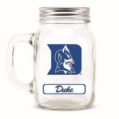 Duke Blue Devils Glass Mason Jar Mug w/Lid
