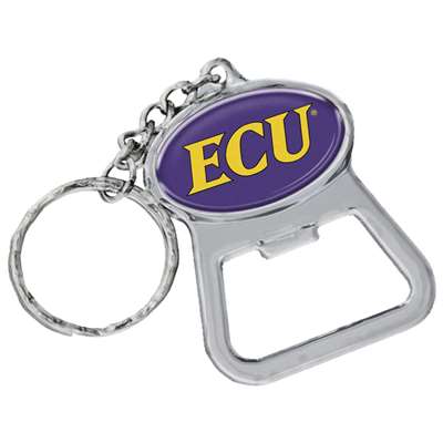 East Carolina Pirates Metal Key Chain And Bottle Opener W/domed Insert