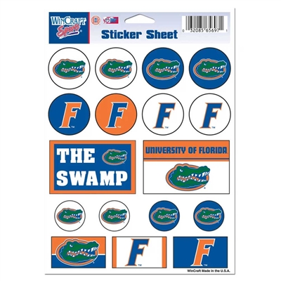 Florida Gators Vinyl Sticker Sheet - 17 Stickers