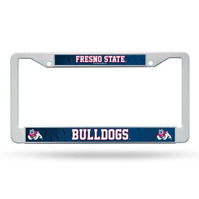 Fresno State Bulldogs White Plastic License Plate Frame