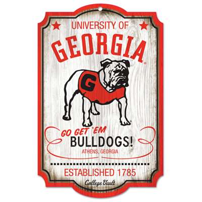 Georgia Bulldogs Vault Fan Cave Wood Sign