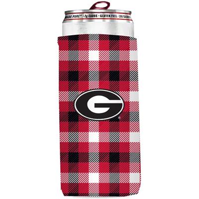 Georgia Bulldogs Plaid Slim Coozie