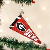Georgia Bulldogs Glass Christmas Ornament - Pennant