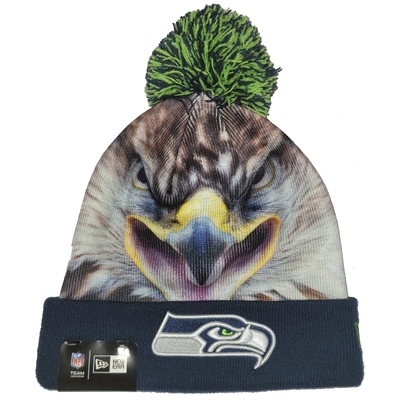 Seattle Seahawks New Era All Out Pom Knit Beanie