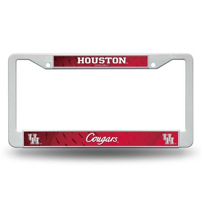 Houston Cougars White Plastic License Plate Frame