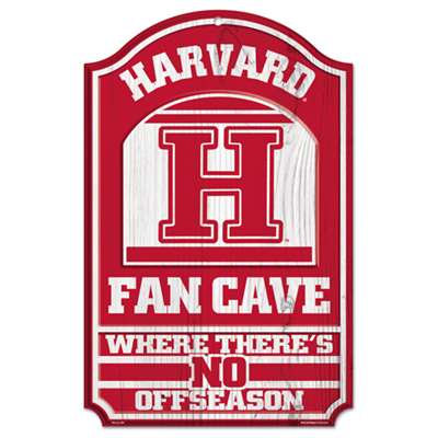 Harvard Crimson Fan Cave Wood Sign