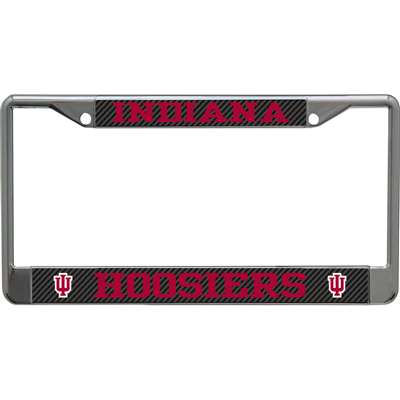 Indiana Hoosiers Metal License Plate Frame - Carbon Fiber