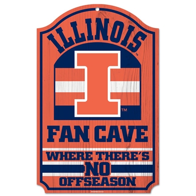 Illinois Fighting Illini Fan Cave Wood Sign