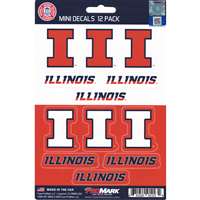 Illinois Fighting Illini Mini Decals - 12 Pack