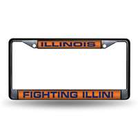 Illinois Fighting Illini Inlaid Acrylic Black License Plate Frame