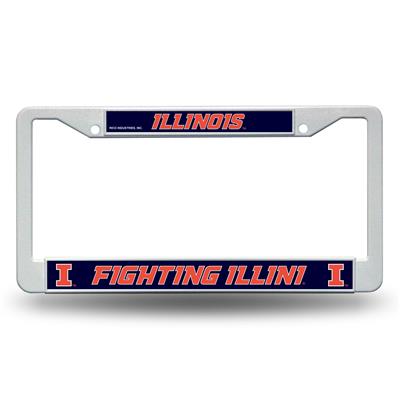 Illinois Fighting Illini White Plastic License Plate Frame