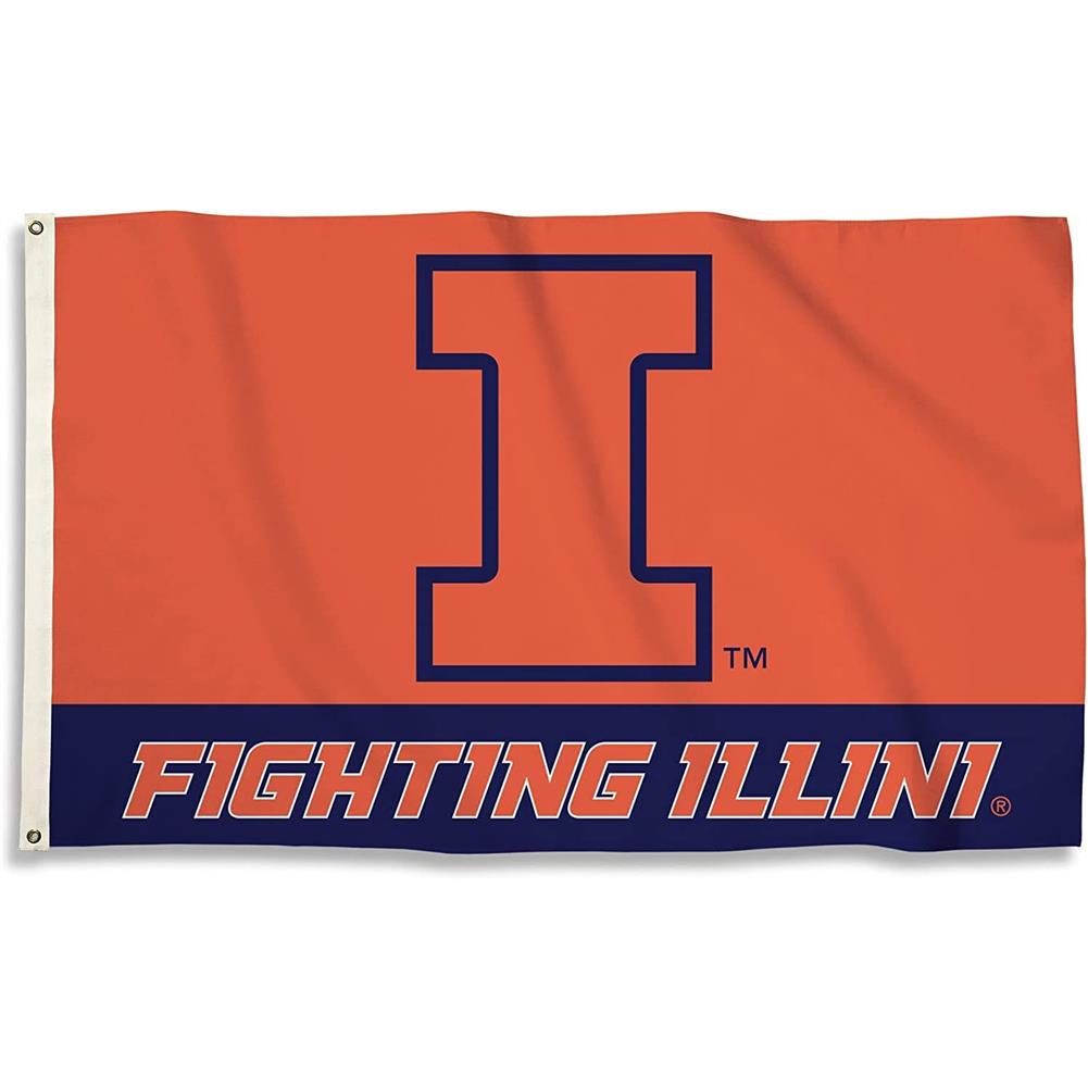 Notre Dame Flag Illinois Fighting Illini Littyville Flag Large 3x5 - UK Illinois Fighting Illini Flag