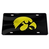 Iowa Hawkeyes Mirrored Acrylic License Plate - Bla