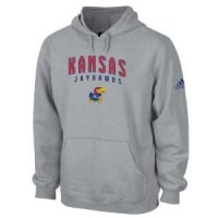 Adidas Kansas Jayhawks Playbook Fleece Hooded Sweatshirts - Grey
