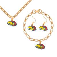 Kansas Jayhawks Jewelry Set - Earrings Bracelet and Necklace
