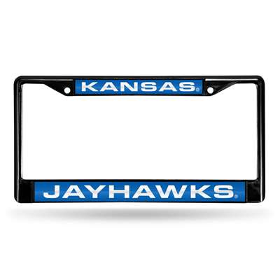 Kansas Jayhawks Inlaid Acrylic Black License Plate Frame