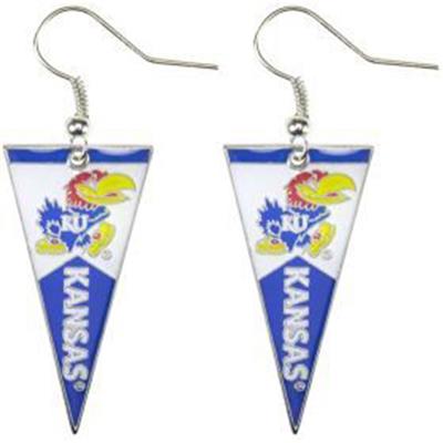 Kansas Jayhawks Dangler Earrings - Pennant