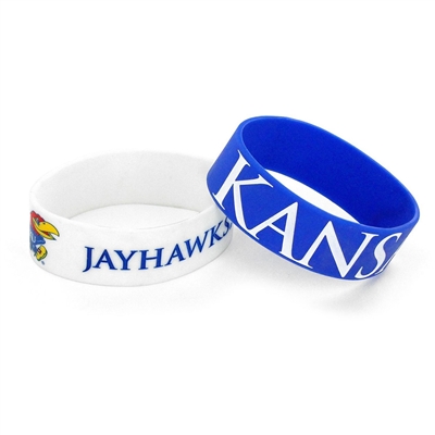 Kansas Jayhawks Wide Rubber Wristband - 2 Pack