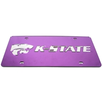 Kansas State Wildcats Inlaid Acrylic License Plate - Purple Mirror Background