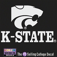 Kansas State Wildcats White Decal - Mascot Over K-State - Small