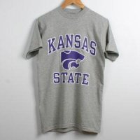 Kansas State T-shirt By Champion - Two Color With Powercat Logo - Oxford Grey