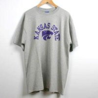 Kansas State T-shirt By Champion - Arched Kansas State Over Powercat Logo - Oxford