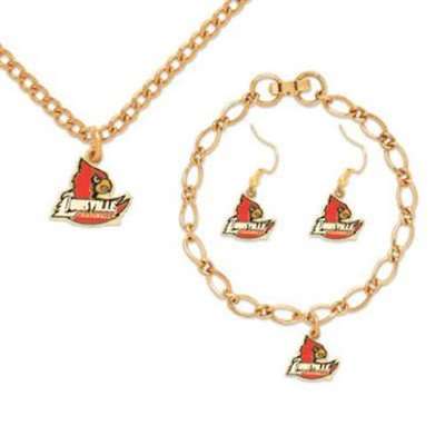 Louisville Cardinals Jewelry Set - Earrings Bracelet and Necklace