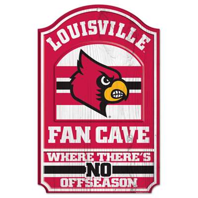 Louisville Cardinals Fan Cave Wood Sign