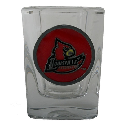 Louisville Cardinals 2oz Square Shot Glass - Team Color Pewter Logo