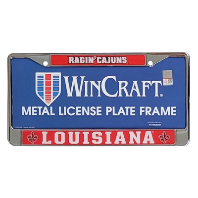 Louisiana Lafayette Ragin Cajuns Metal License Plate Frame w/Domed Acrylic