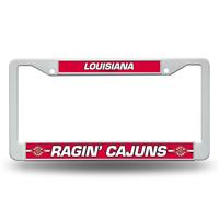 Louisiana Lafayette Ragin Cajuns  White Plastic License Plate Frame