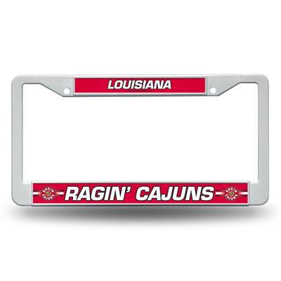 Louisiana Lafayette Ragin Cajuns  White Plastic License Plate Frame