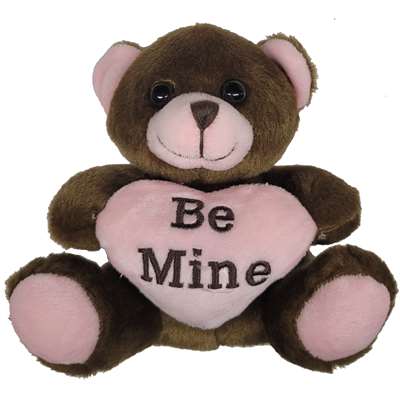 Valentine Stuffed Brown Heart Bear - Be Mine