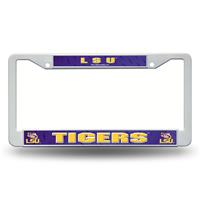 LSU Tigers White Plastic License Plate Frame