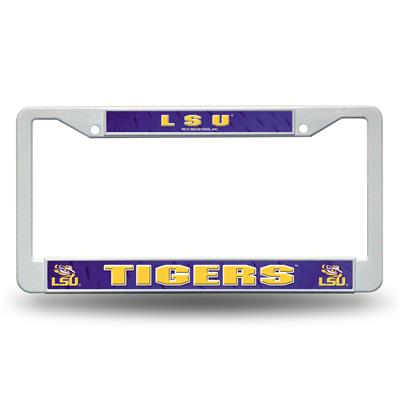 LSU Tigers White Plastic License Plate Frame