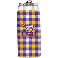 LSU Tigers Plaid Slim Coozie
