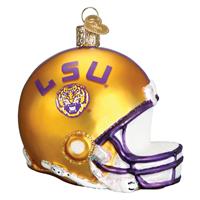 LSU Tigers Glass Christmas Ornament - Football Helmet