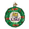 LSU Tigers Glass Christmas Ornament - Wreath